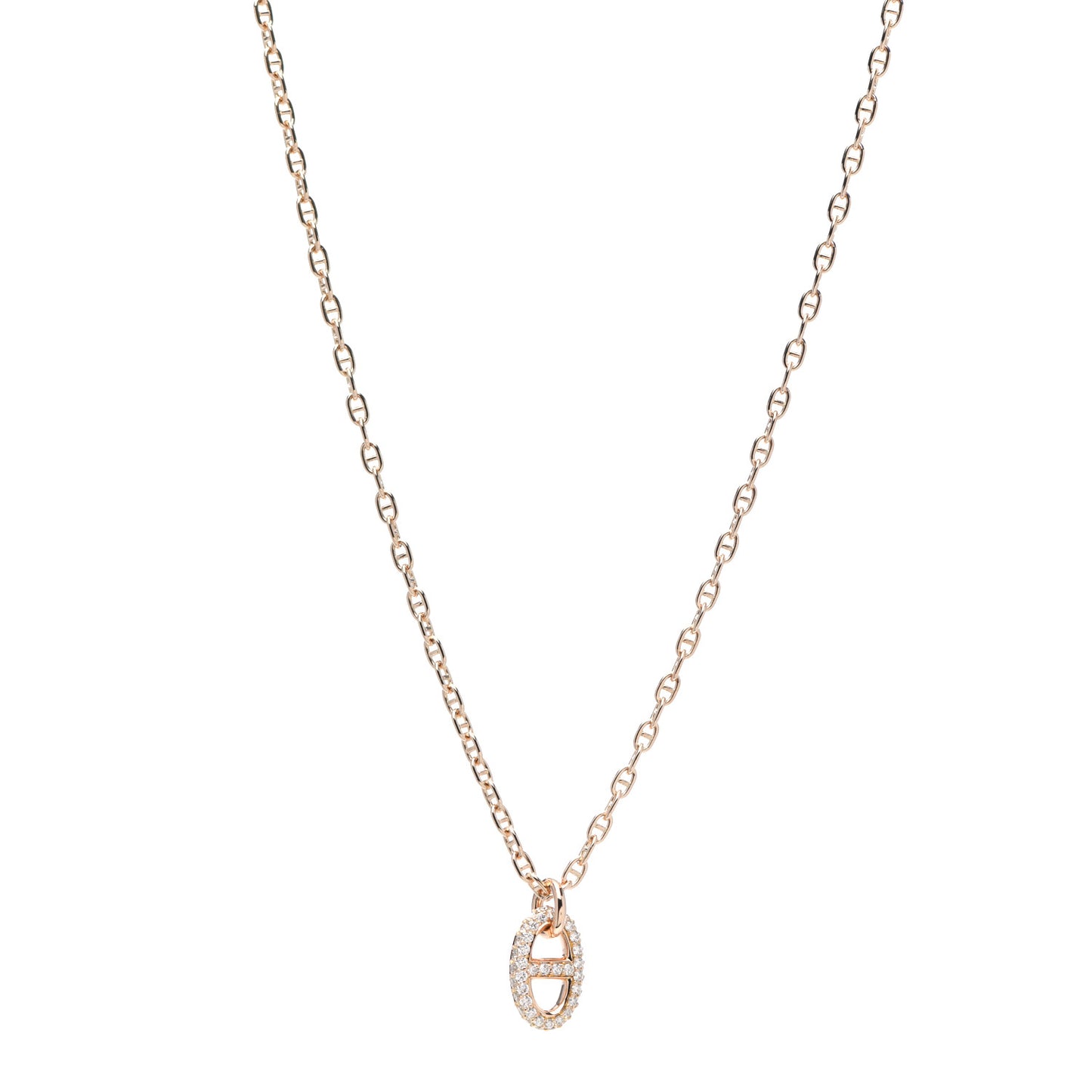 18K Rose Gold Diamond PM New Farandole Pendant Necklace ST
