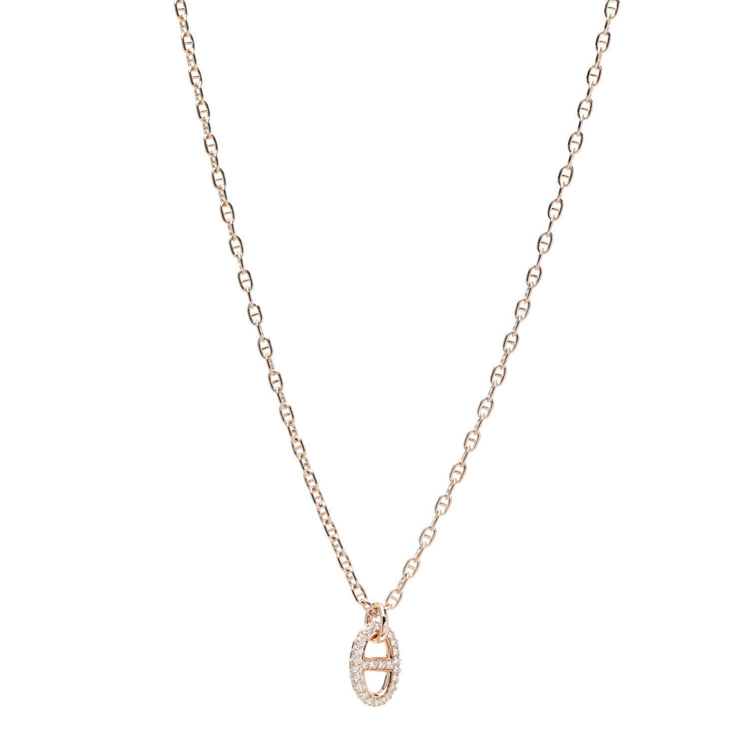 Hermes 18K Rose Gold Diamond PM New Farandole Pendant Necklace ST 1 of 6