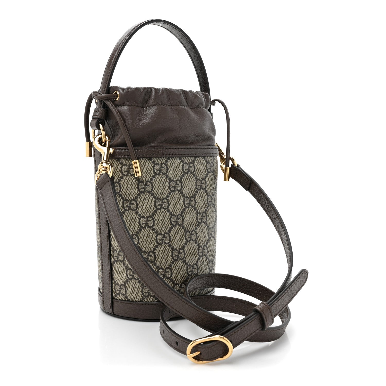 Gucci GG Supreme Monogram Ophidia Mini Bucket Bag Beige Ebony 3 of 10