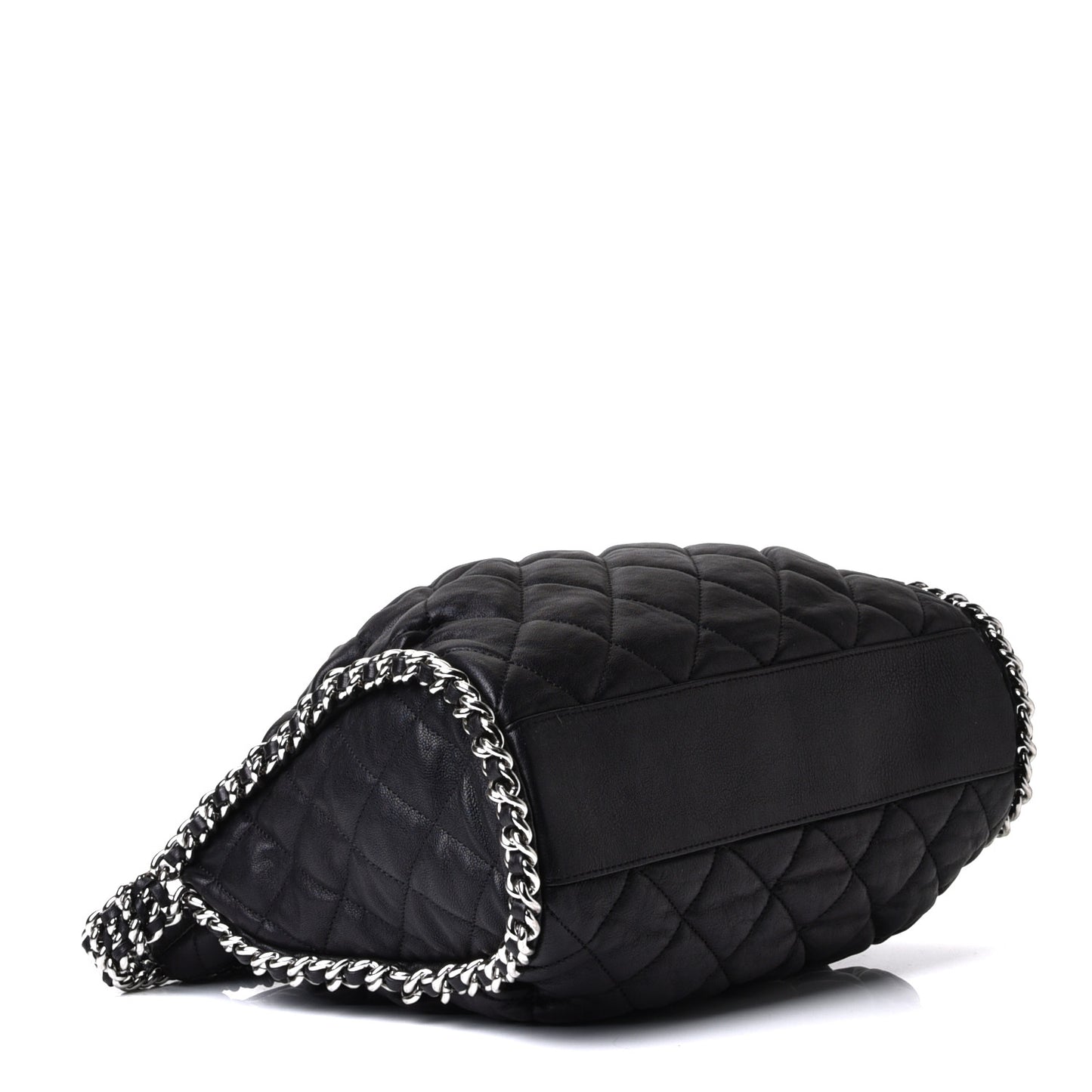 Washed Lambskin Chain Around Hobo Black