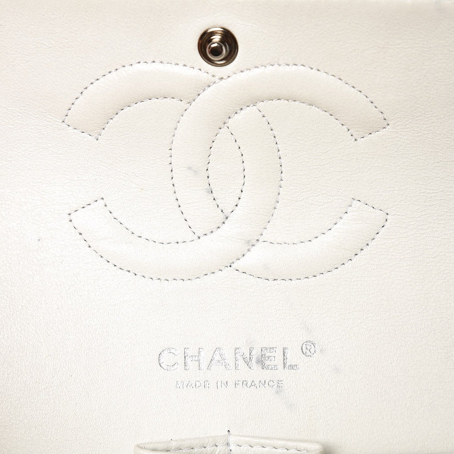 Caviar Quilted Medium Double Flap Bijoux Chain White