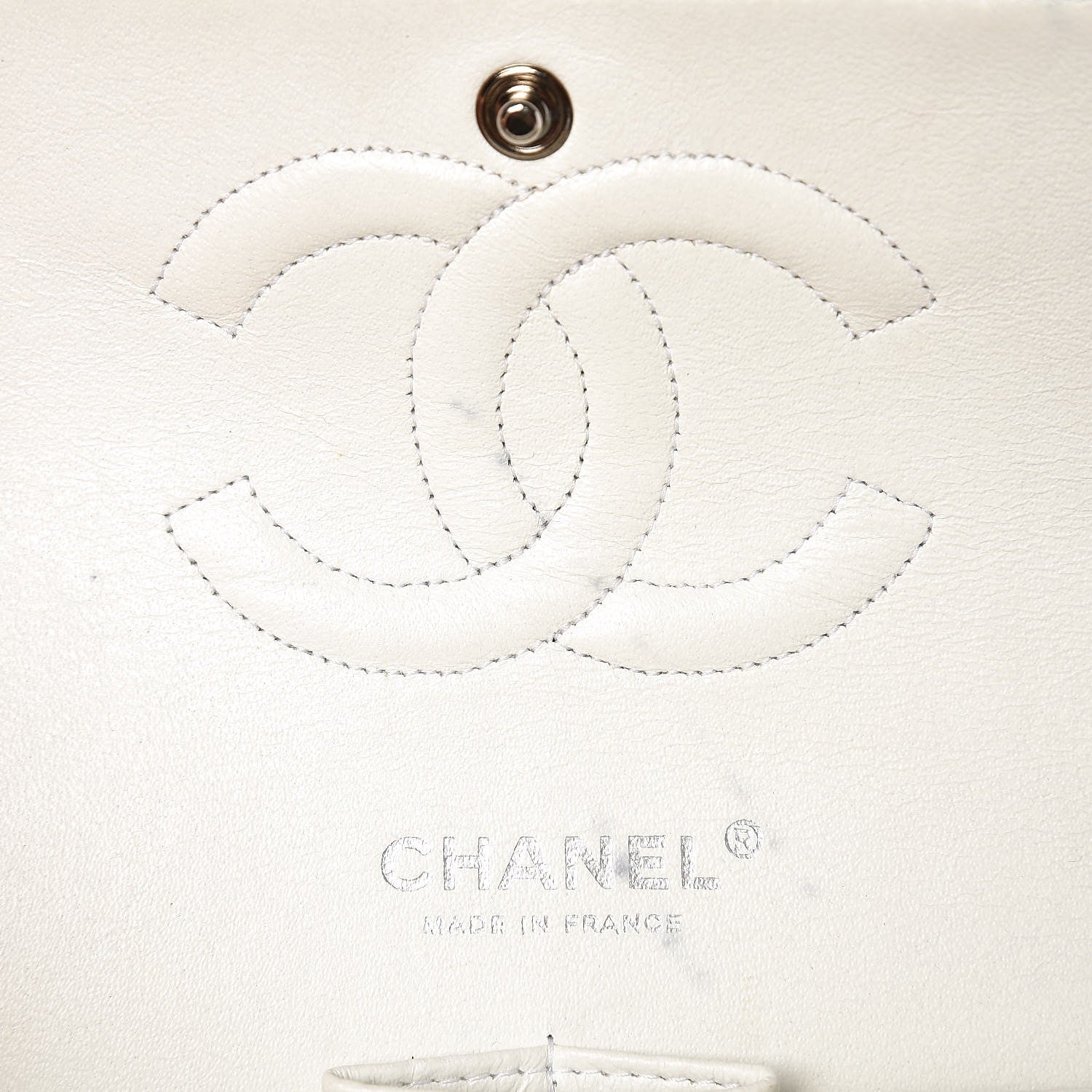 Chanel Caviar Quilted Medium Double Flap Bijoux Chain White 12 of 16