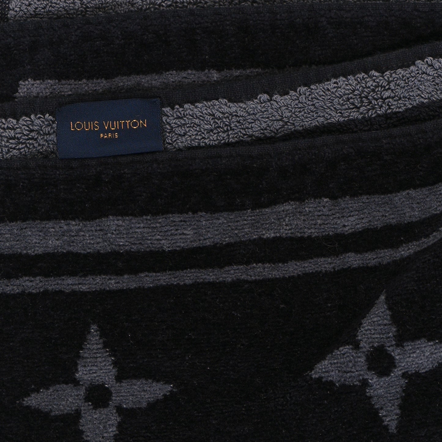 Cotton Monogram Eclipse Beach Towel Black