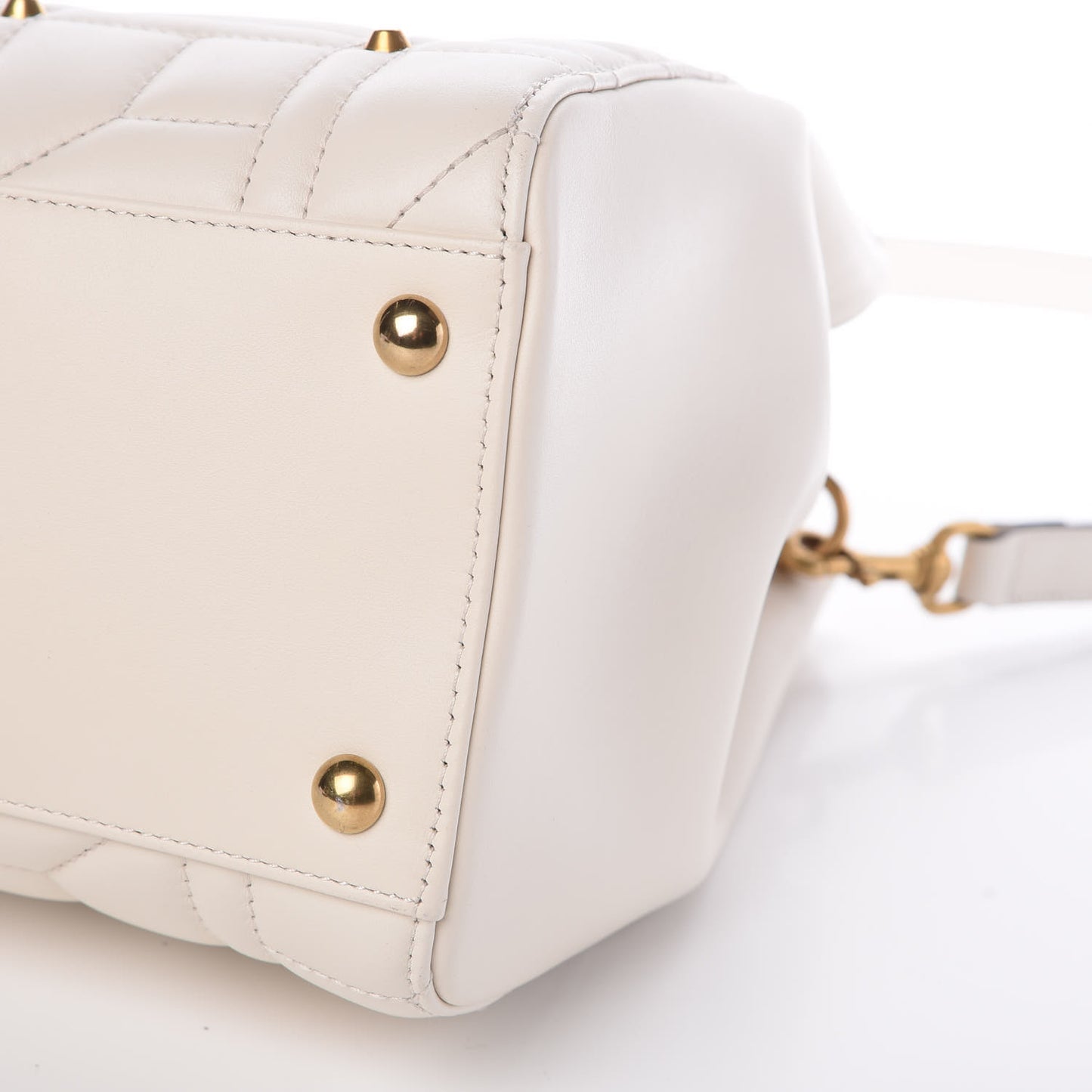 Calfskin Matelasse Studded Medium GG Marmont Tote White