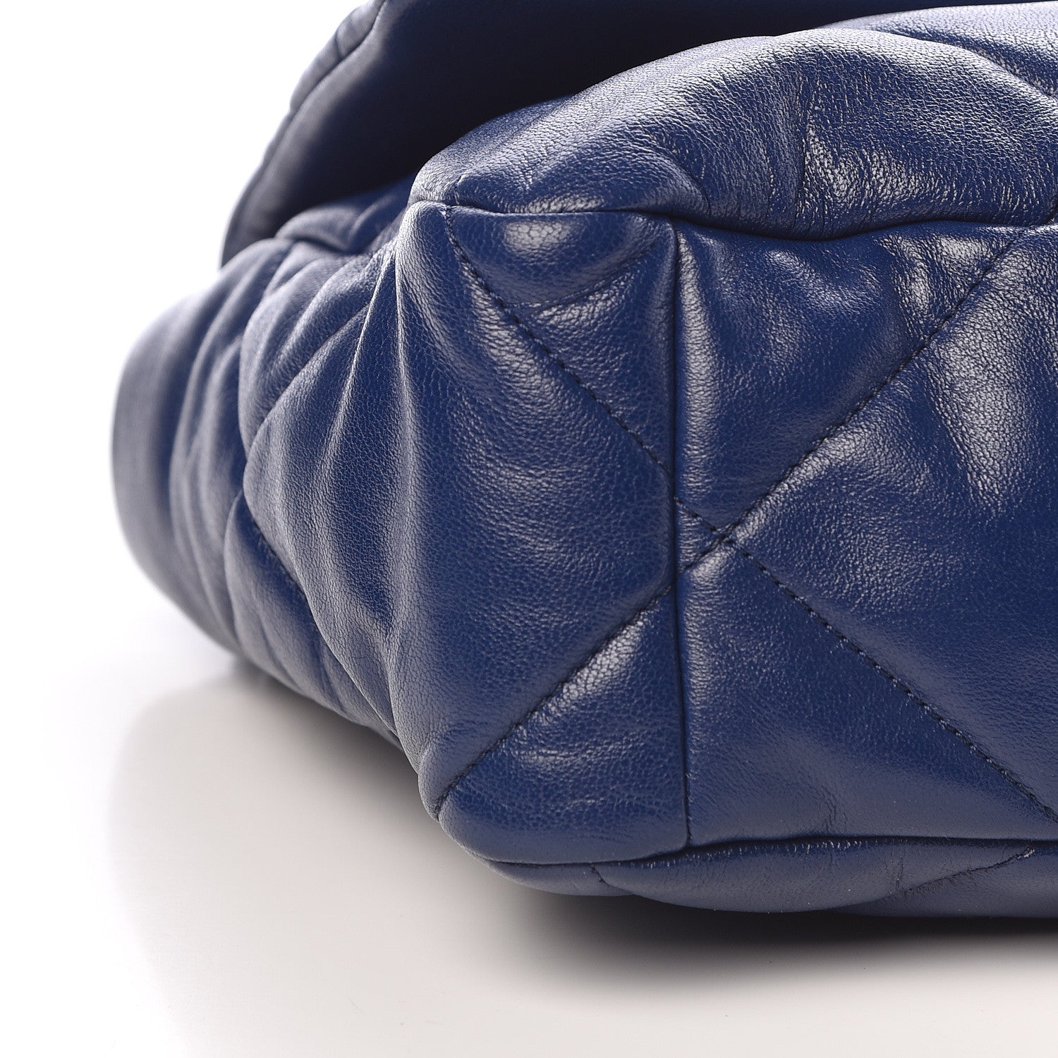 Chanel Lambskin Quilted Large 19 Flap Navy Blue 9 of 10