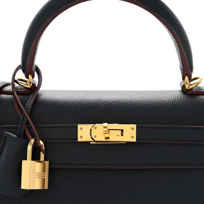 Hermes Epsom Contour Kelly Sellier 25 Bleu Indigo Rouge H 8 of 13