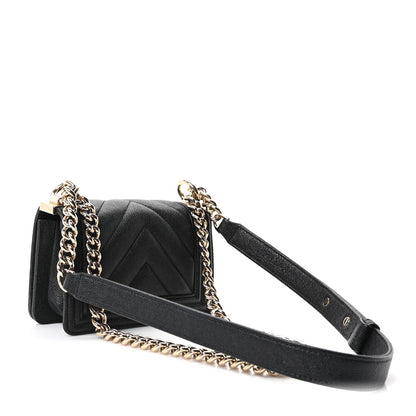 Chanel Caviar Chevron Quilted Mini Boy Flap Black 3 of 10