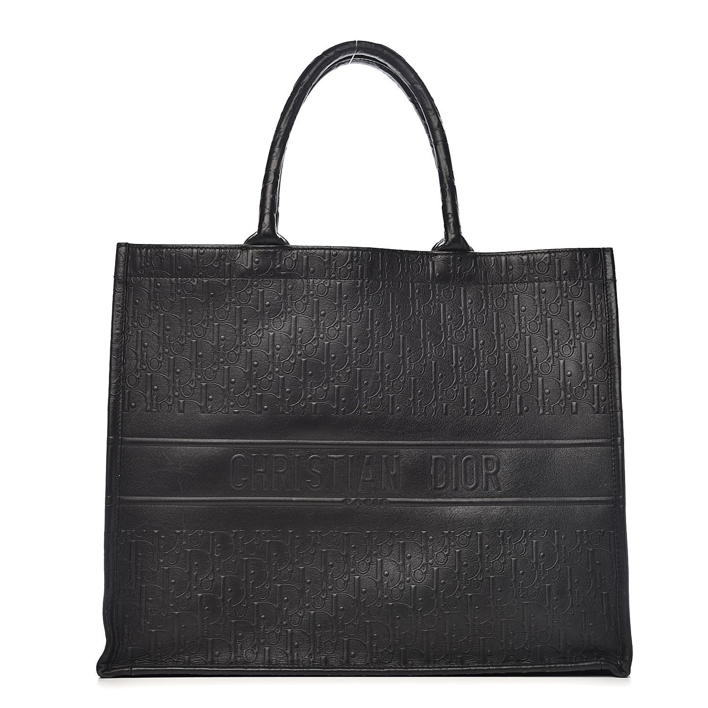 Oblique Calfskin Embossed Book Tote Black