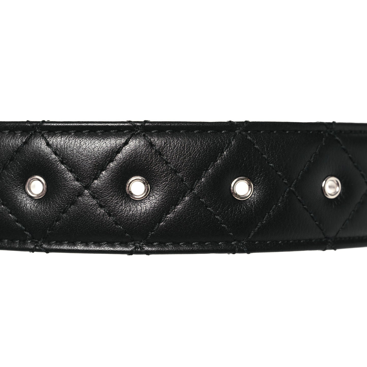 Lambskin Quilted CC Belt 90 36 Black Silvery