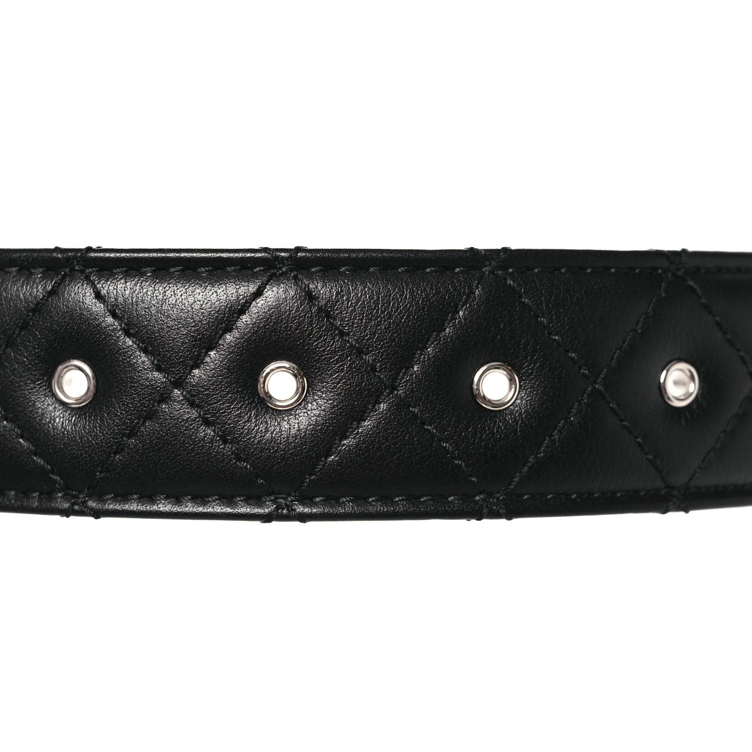 Chanel Lambskin Quilted CC Belt 90 36 Black Silvery 3 of 10