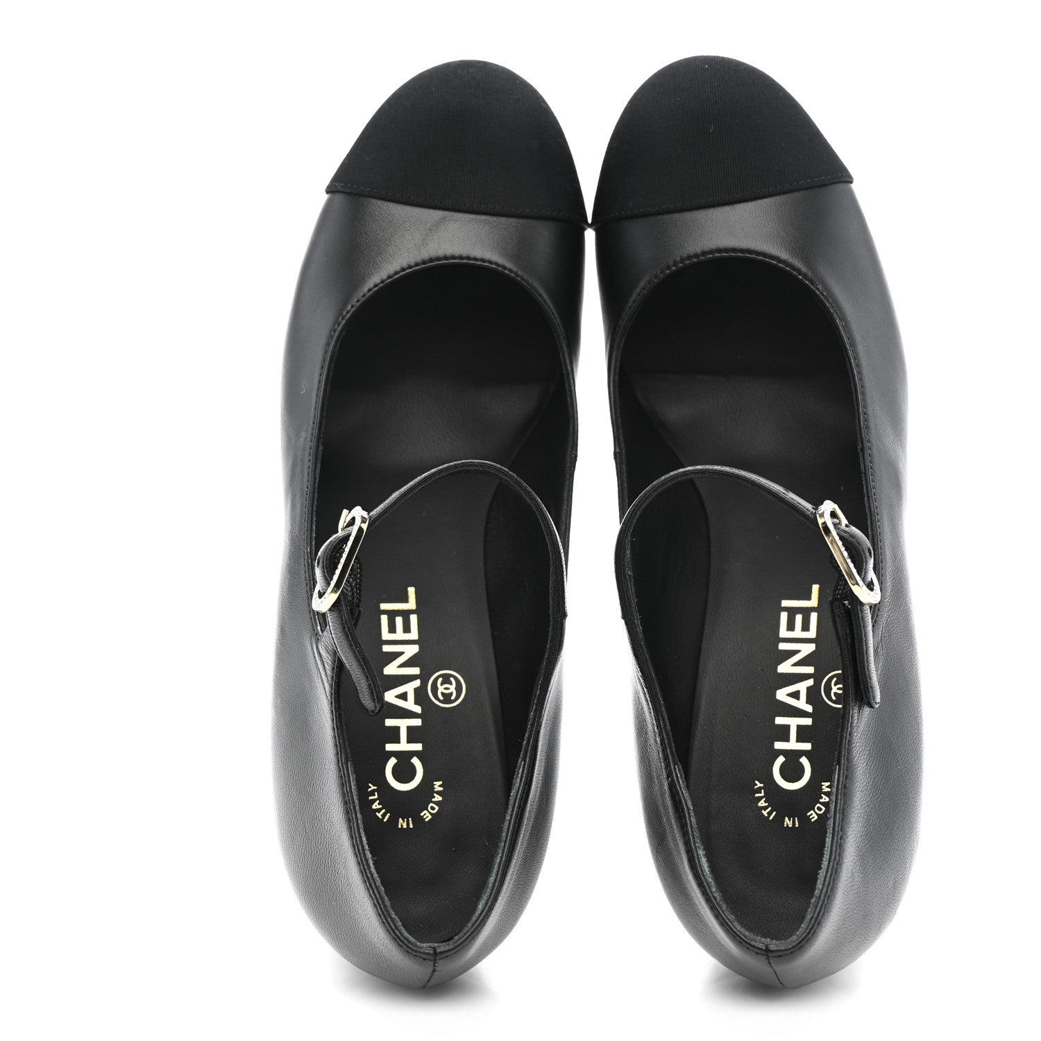 Chanel Lambskin Grosgrain Mary Jane Platform Pumps 38.5 Black 2 of 11