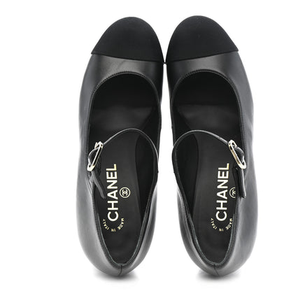 Chanel Lambskin Grosgrain Mary Jane Platform Pumps 38.5 Black 2 of 11