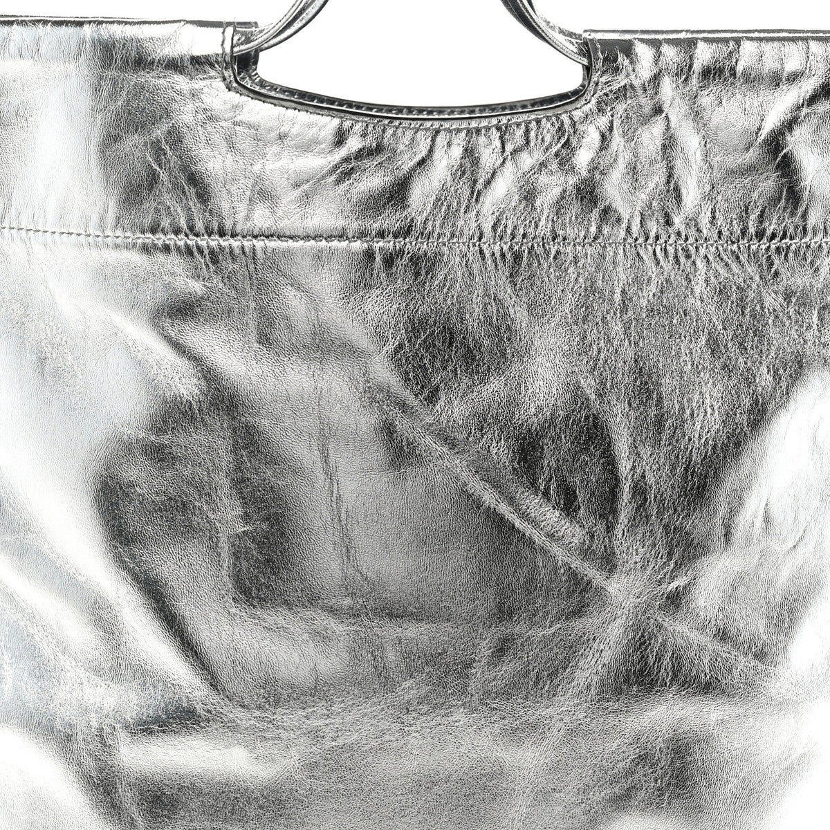 Tom Ford Metallic Calfskin Flat Drawstring Tote Silver 7 of 10