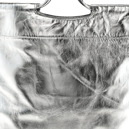 Tom Ford Metallic Calfskin Flat Drawstring Tote Silver 7 of 10