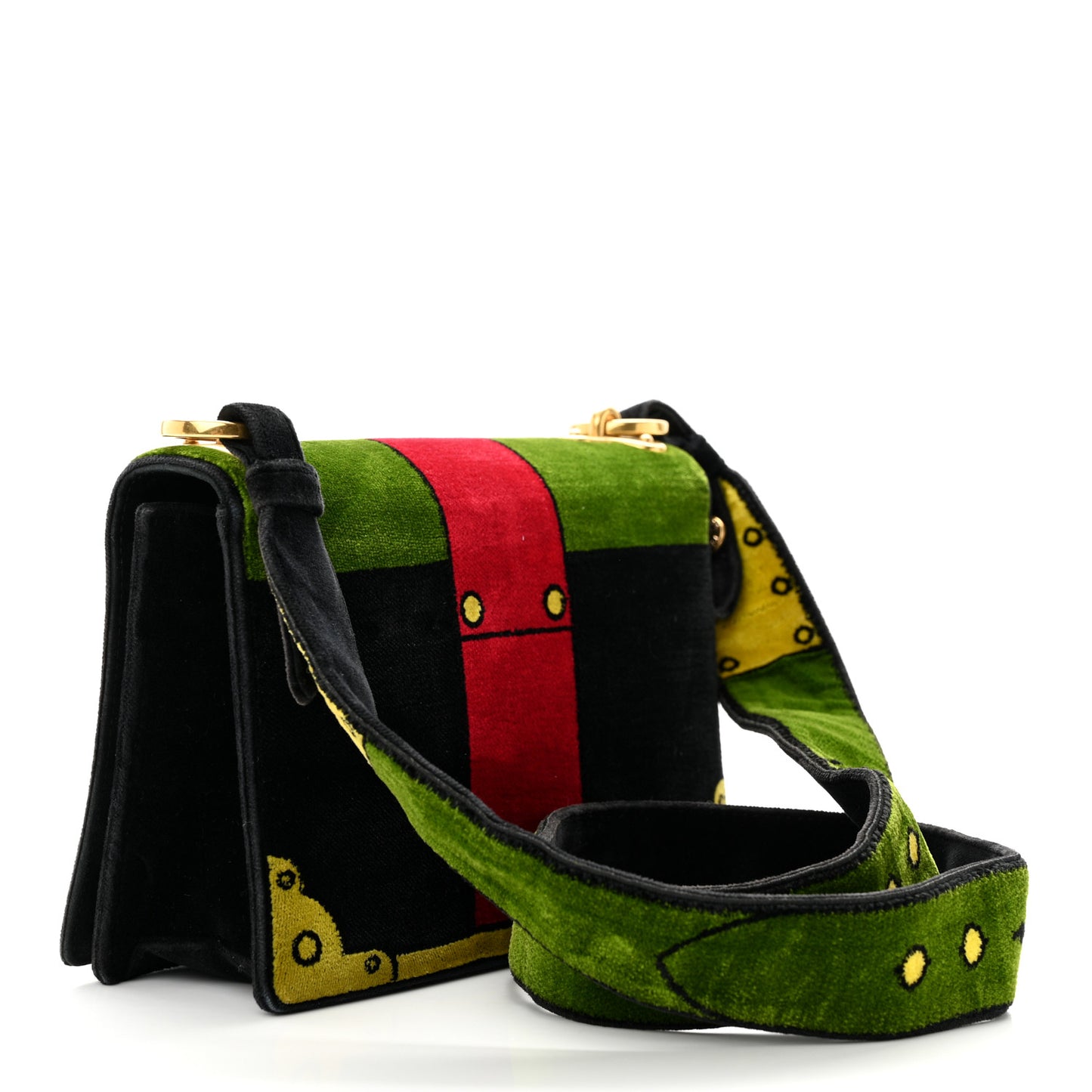 Velluto Ricamo Cahier Shoulder Bag Black