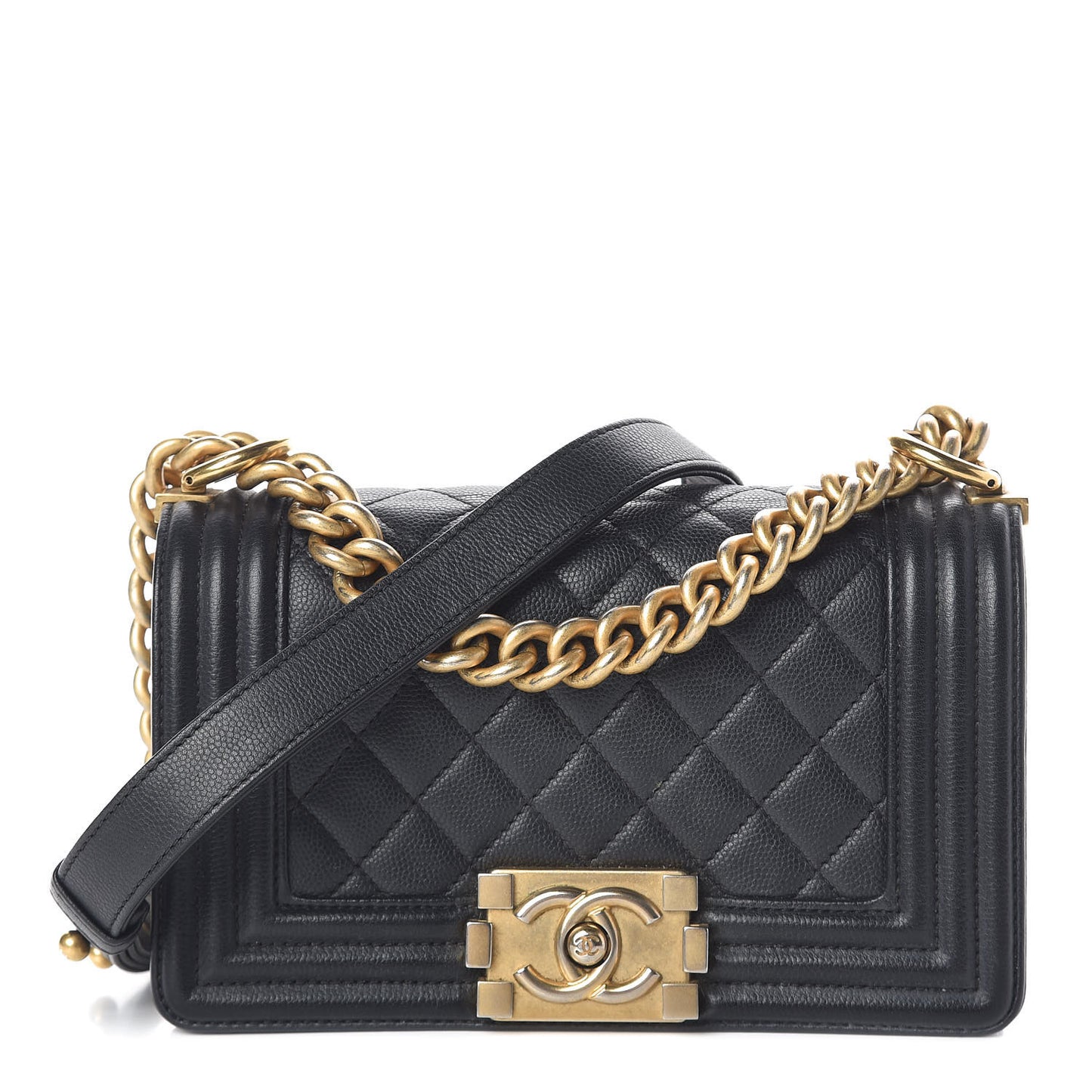 Caviar Quilted Small Boy Flap Black