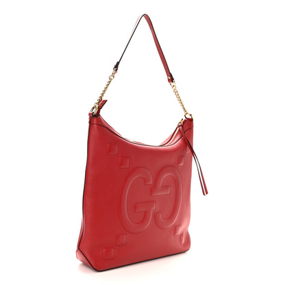 Gucci Apollo Calfskin GG Dadini Embroidered Chain Hobo Hibiscus Red 3 of 8