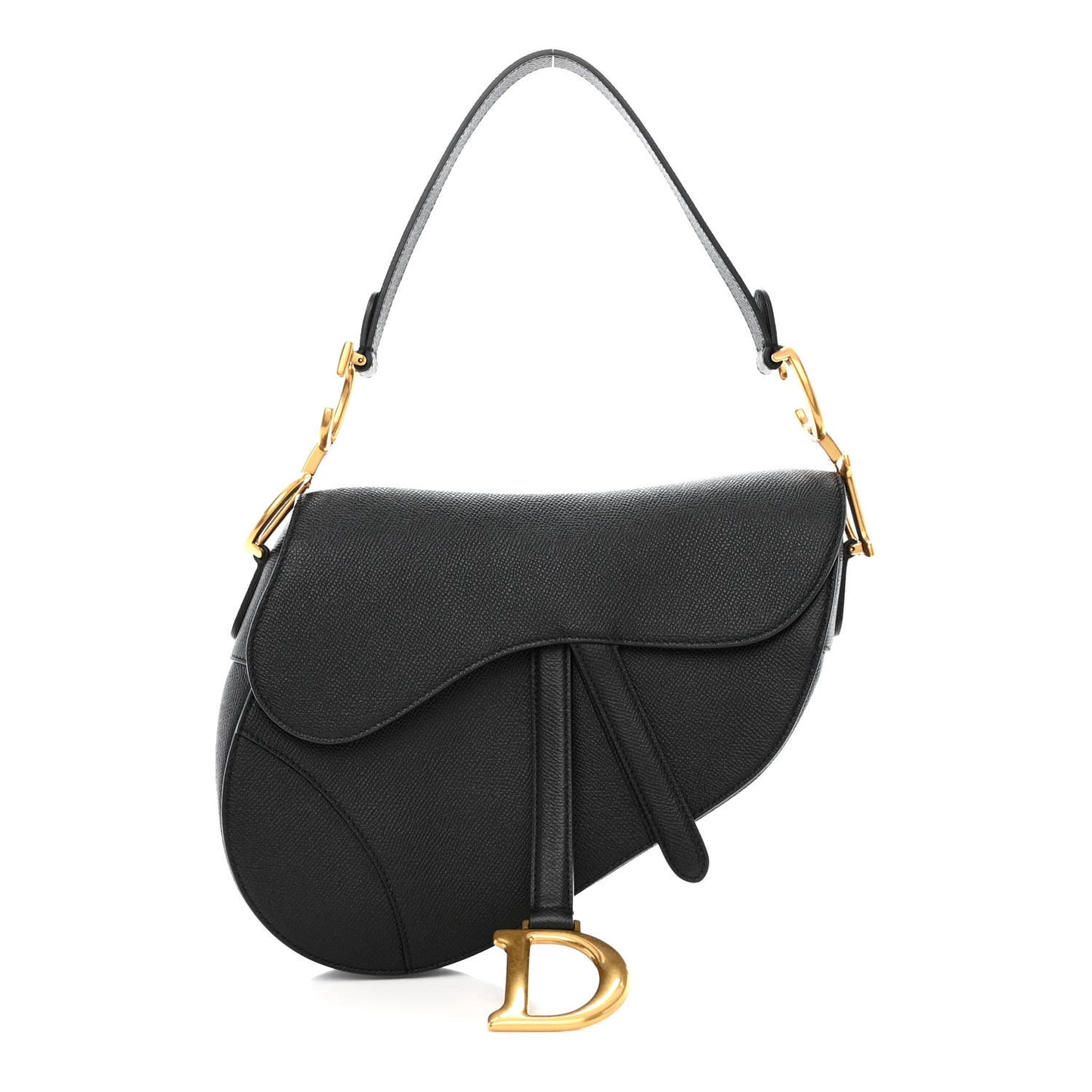 Grained Calfskin Saddle Bag Black