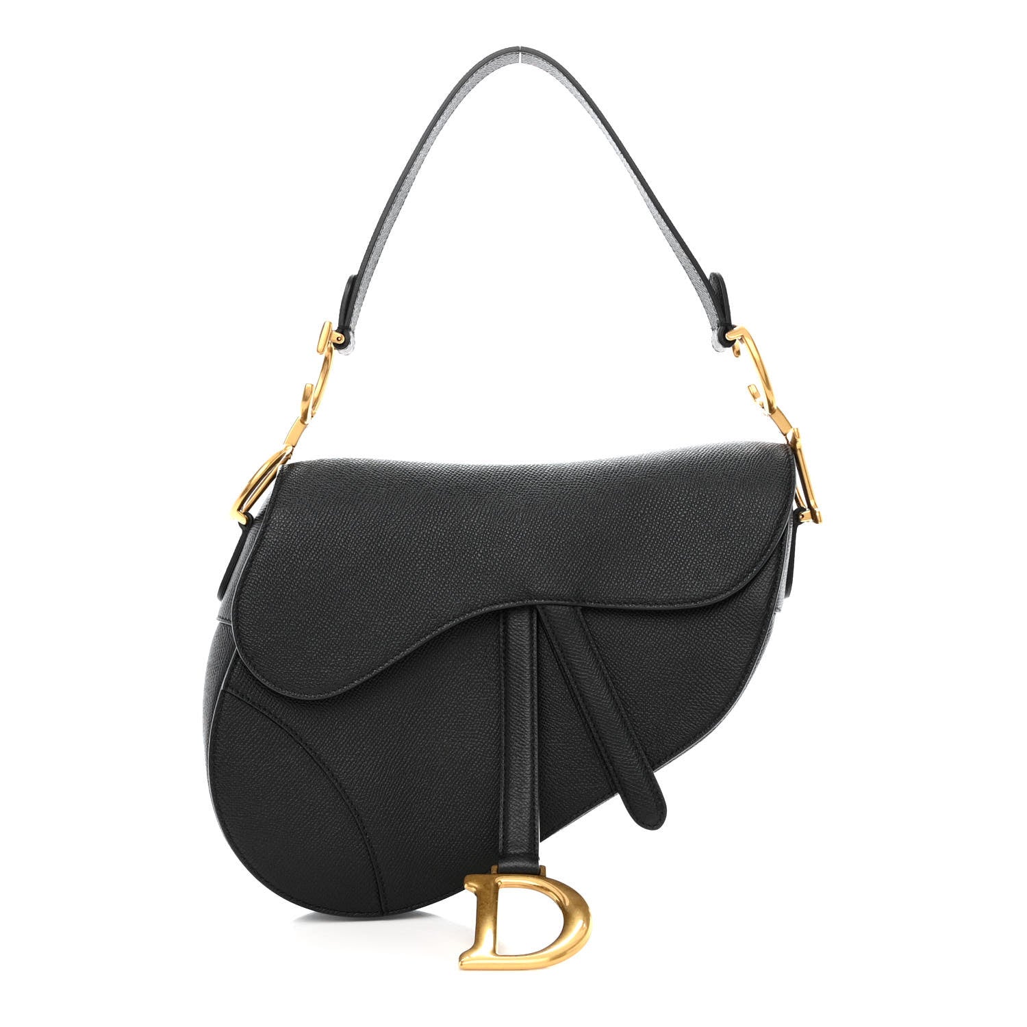 Christian Dior Grained Calfskin Saddle Bag Black 1 of 10