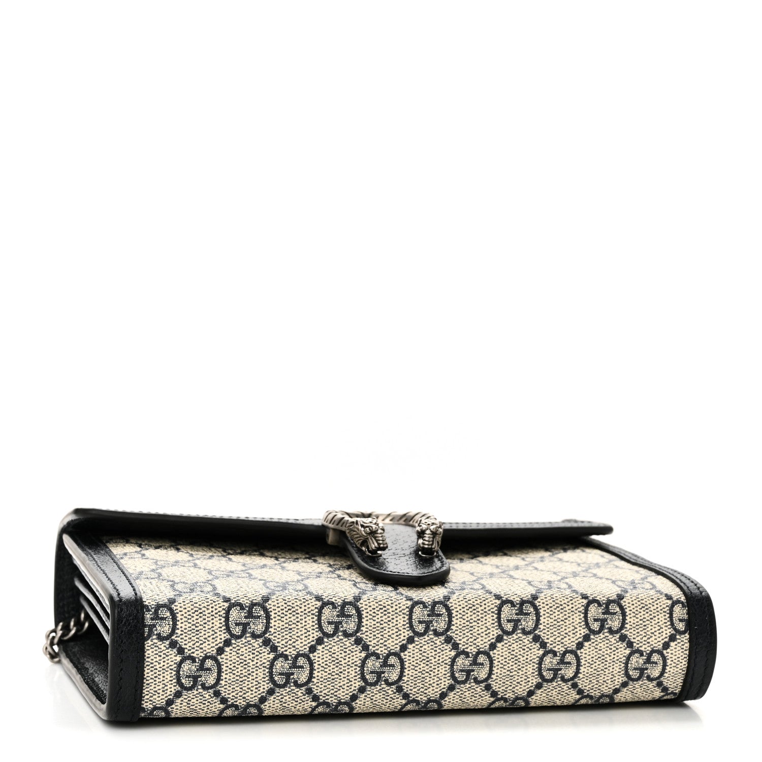 Gucci GG Supreme Monogram Textured Dollar Calfskin Mini Dionysus Chain Wallet Beige Blue 4 of 10