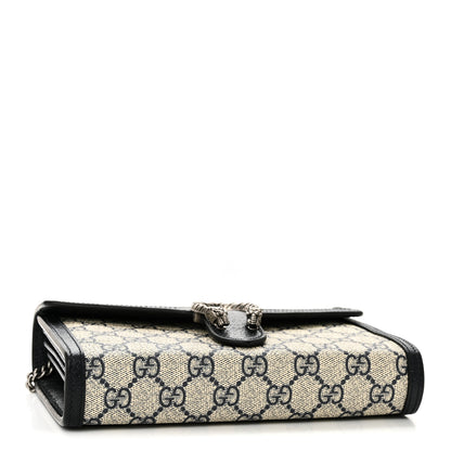 Gucci GG Supreme Monogram Textured Dollar Calfskin Mini Dionysus Chain Wallet Beige Blue 4 of 10