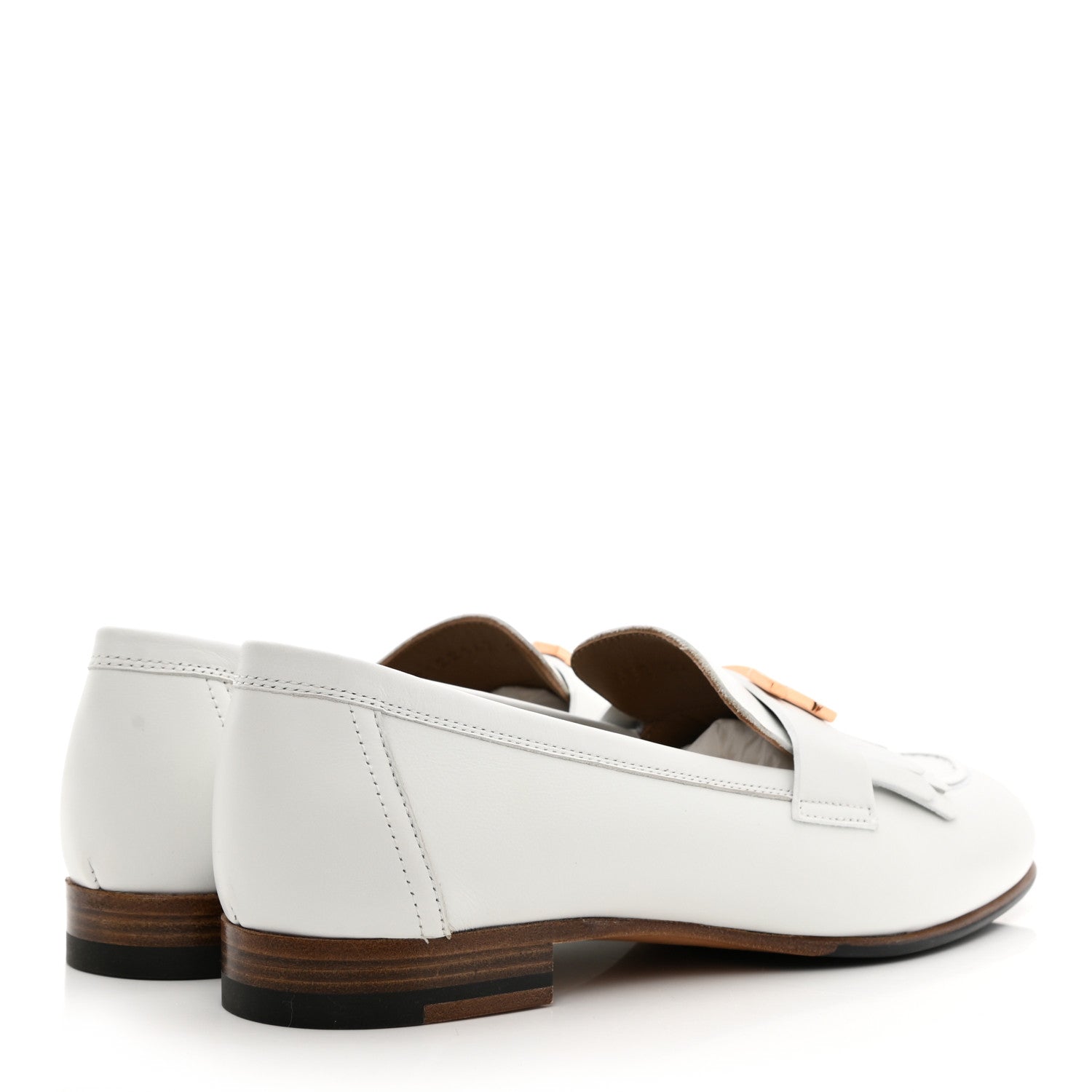 Hermes Calfskin Womens Royal Loafers 36.5 White 4 of 10