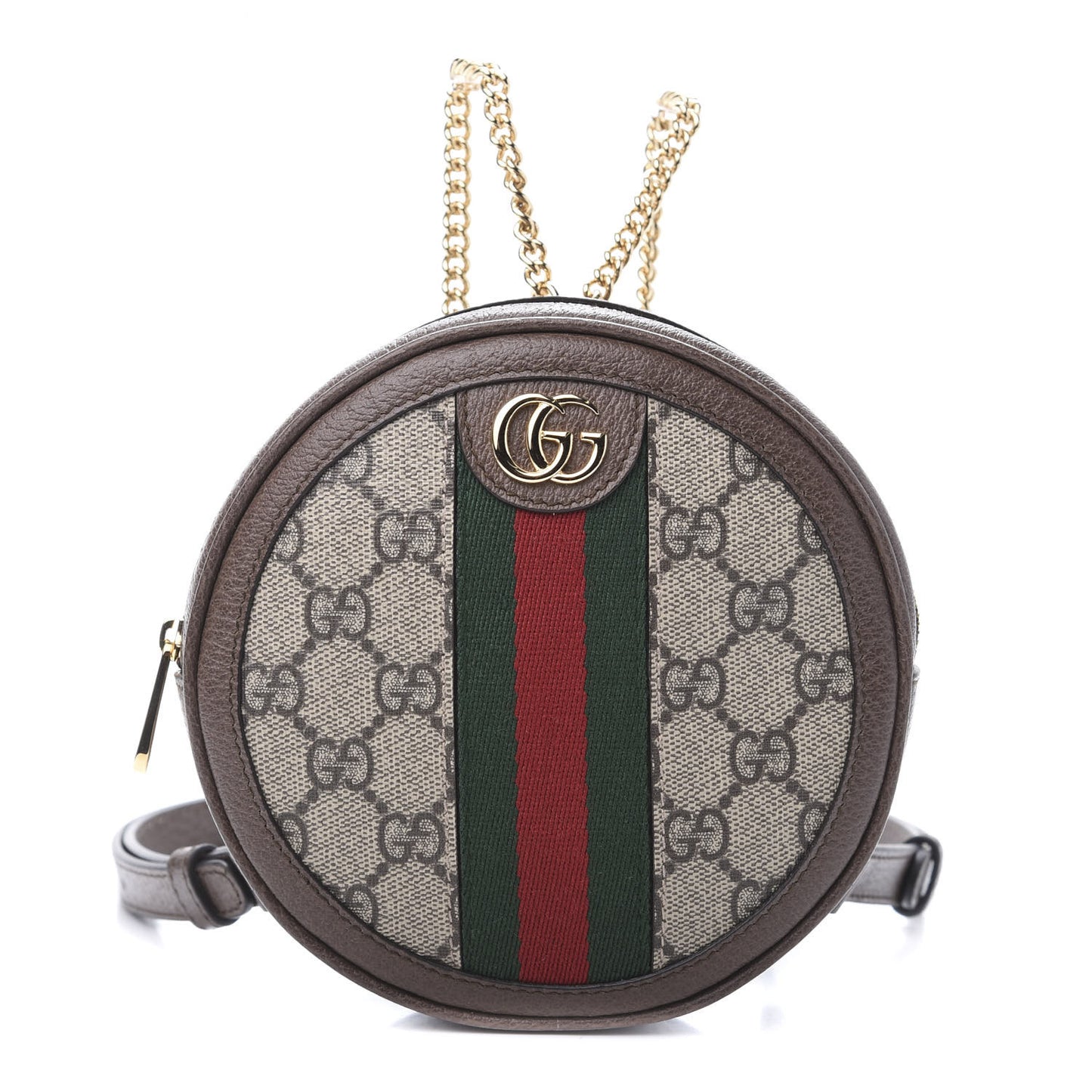 GG Supreme Monogram Web Mini Ophidia Round Backpack Brown