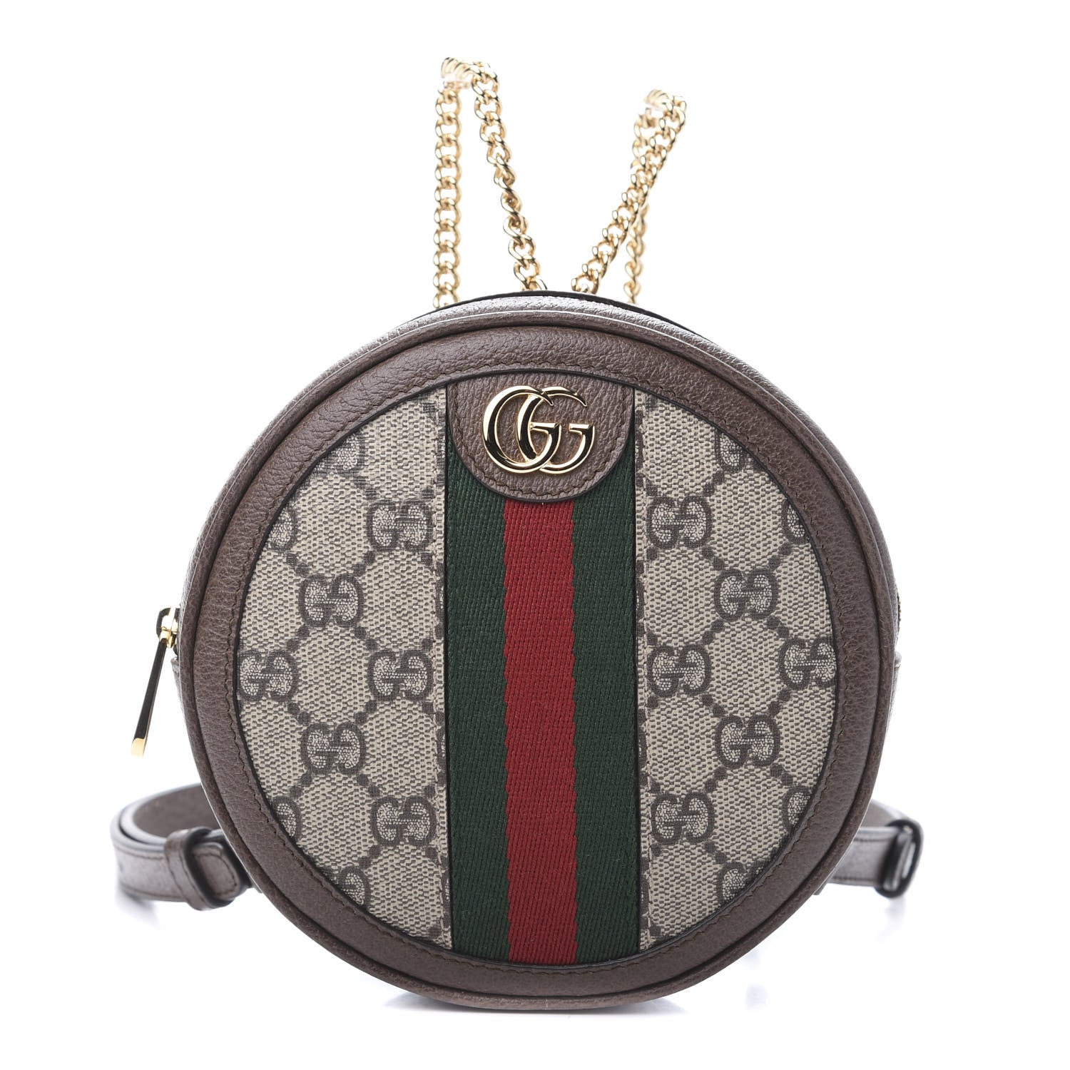 Gucci GG Supreme Monogram Web Mini Ophidia Round Backpack Brown 1 of 9