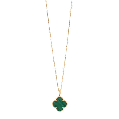 Van Cleef & Arpels 18K Yellow Gold Malachite Magic Alhambra Pendant Necklace 1 of 5