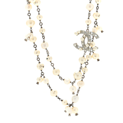 Chanel Pearl Bead Crystal CC Long Necklace 1 of 4