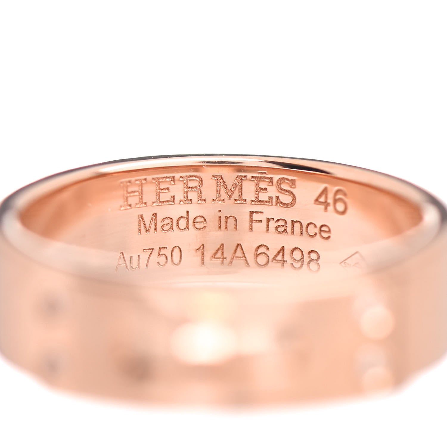 Hermes 18K Rose Gold Diamond PM Kelly Ring 46 3.75 4 of 5