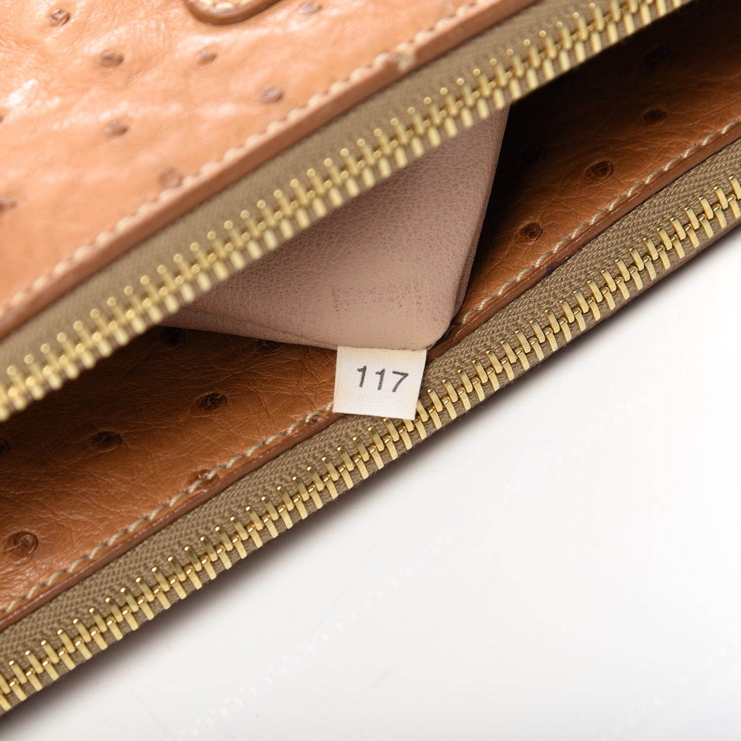 Ostrich Small Galleria Double Zip Tote Cognac