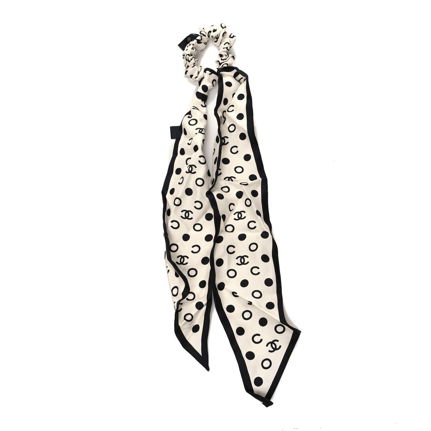 Silk CC Twilly Hair Tie Ivory Black