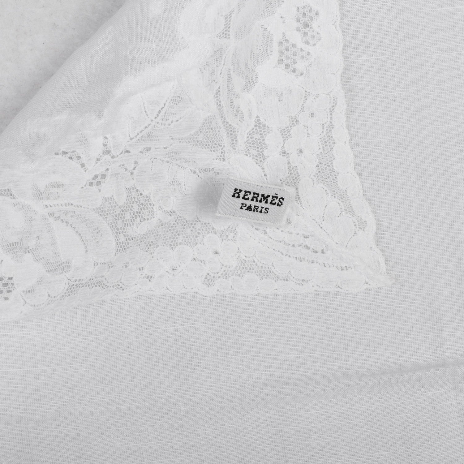 Hermes Cotton Lace Handkerchief Scarf White 3 of 4