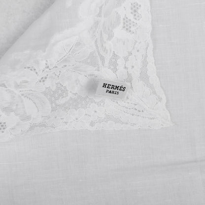 Hermes Cotton Lace Handkerchief Scarf White 3 of 4