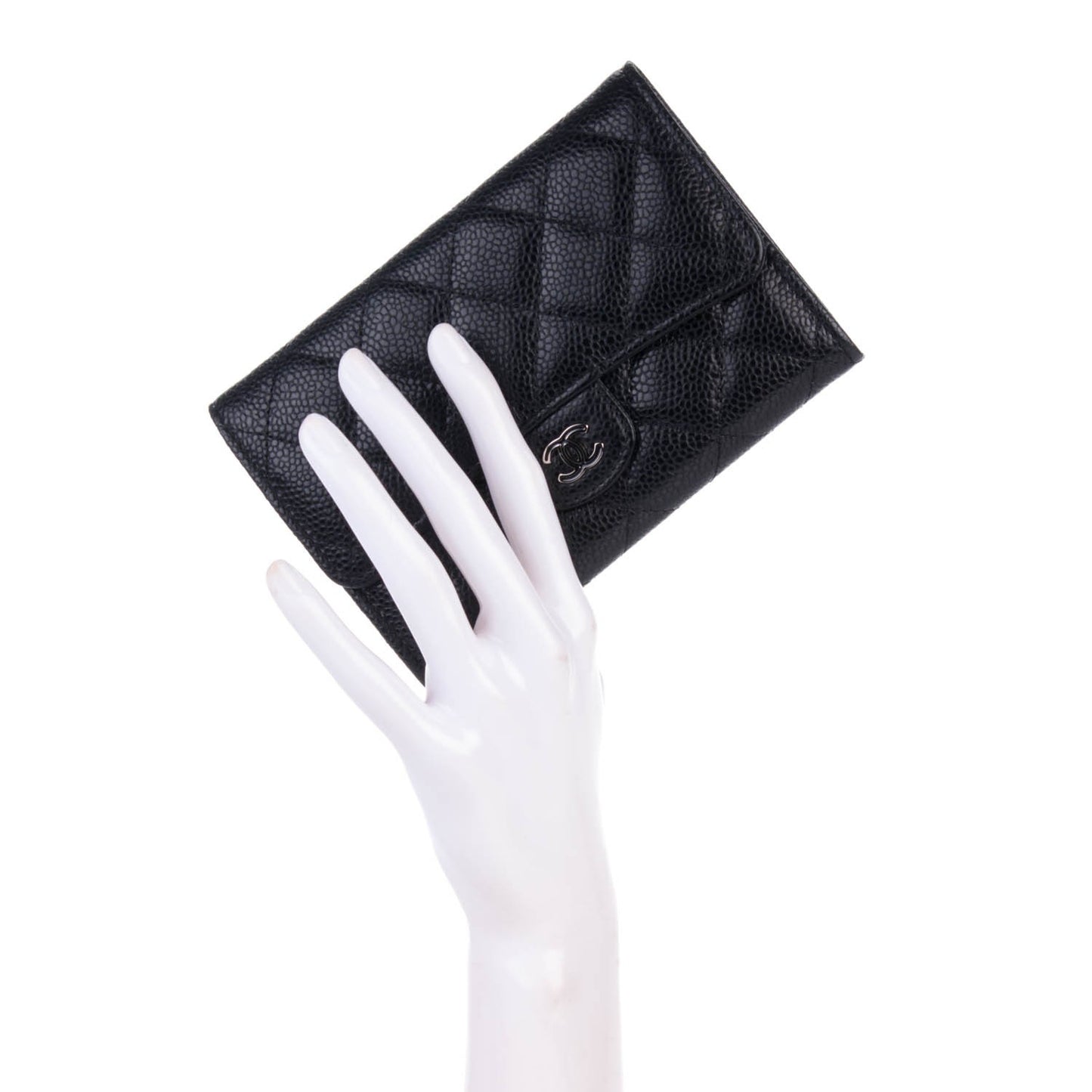 Caviar Quilted Small Flap Wallet Black