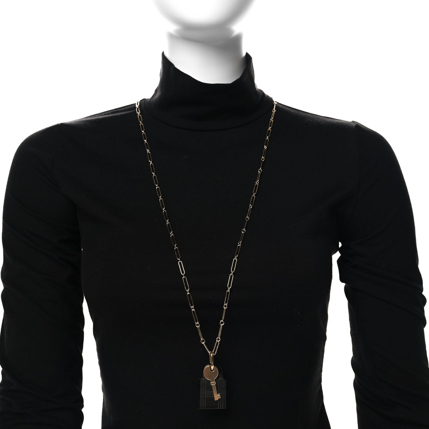Permabrass Buffalo Horn Amulette Padlock Large Pendant Necklace