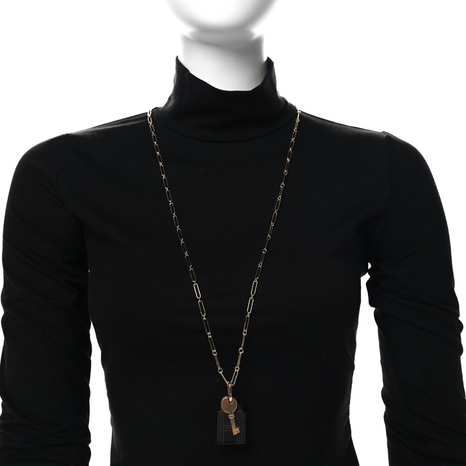 Hermes Permabrass Buffalo Horn Amulette Padlock Large Pendant Necklace 2 of 5
