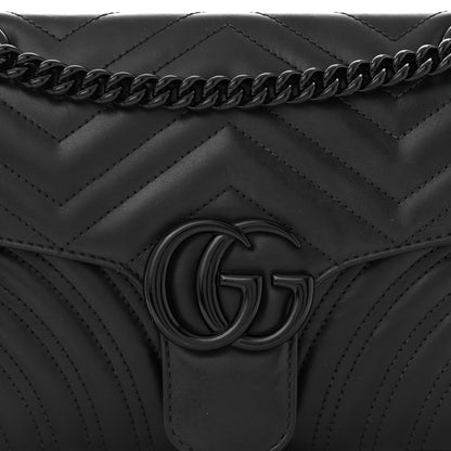 Gucci Calfskin Matelasse Monochrome Small GG Marmont Shoulder Bag Black 8 of 10