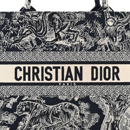 Christian Dior Canvas Embroidered Medium Toile De Jouy Reverse Book Tote Blue 8 of 11