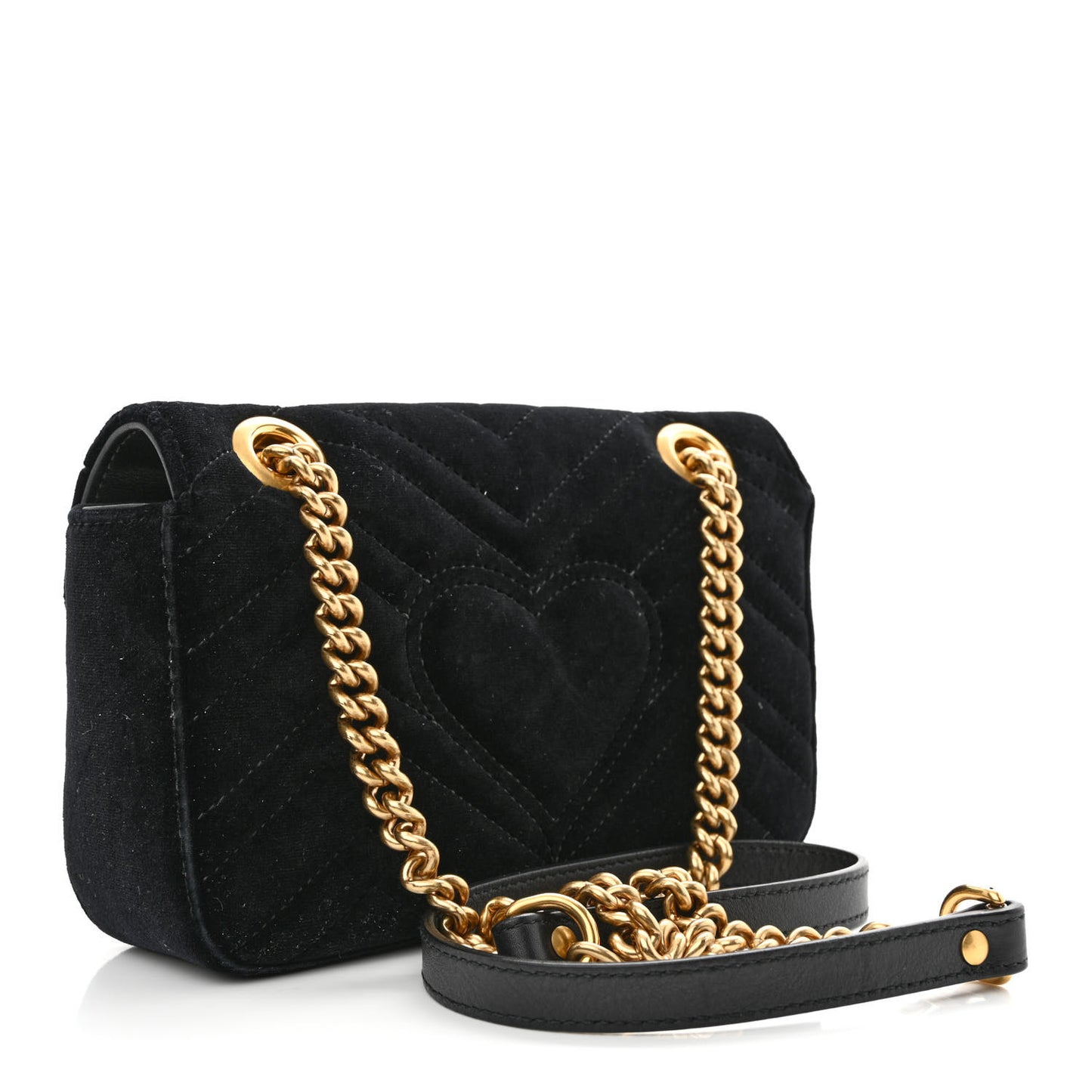 Velvet Matelasse Mini GG Marmont Shoulder Bag Black