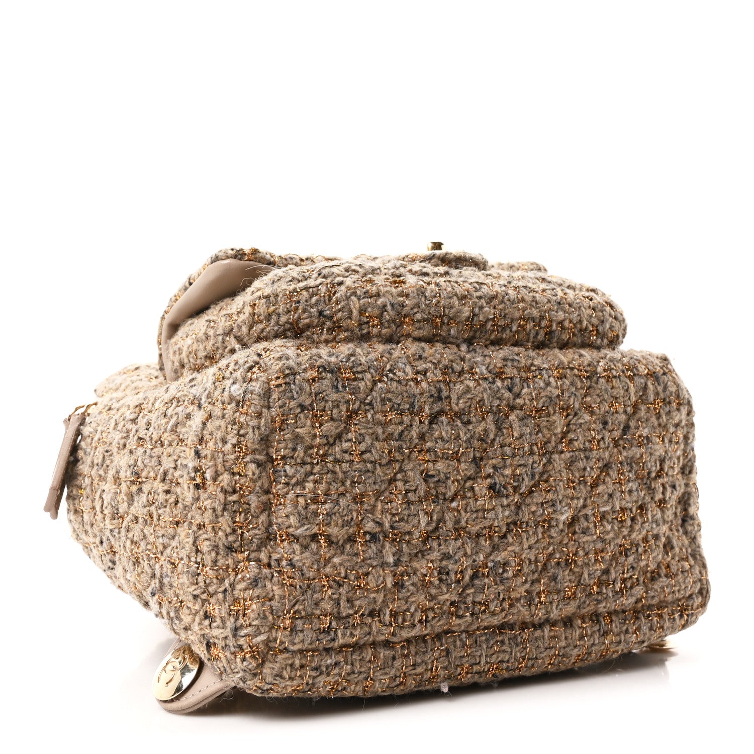 Chanel Tweed Front Pocket Backpack Beige 4 of 10