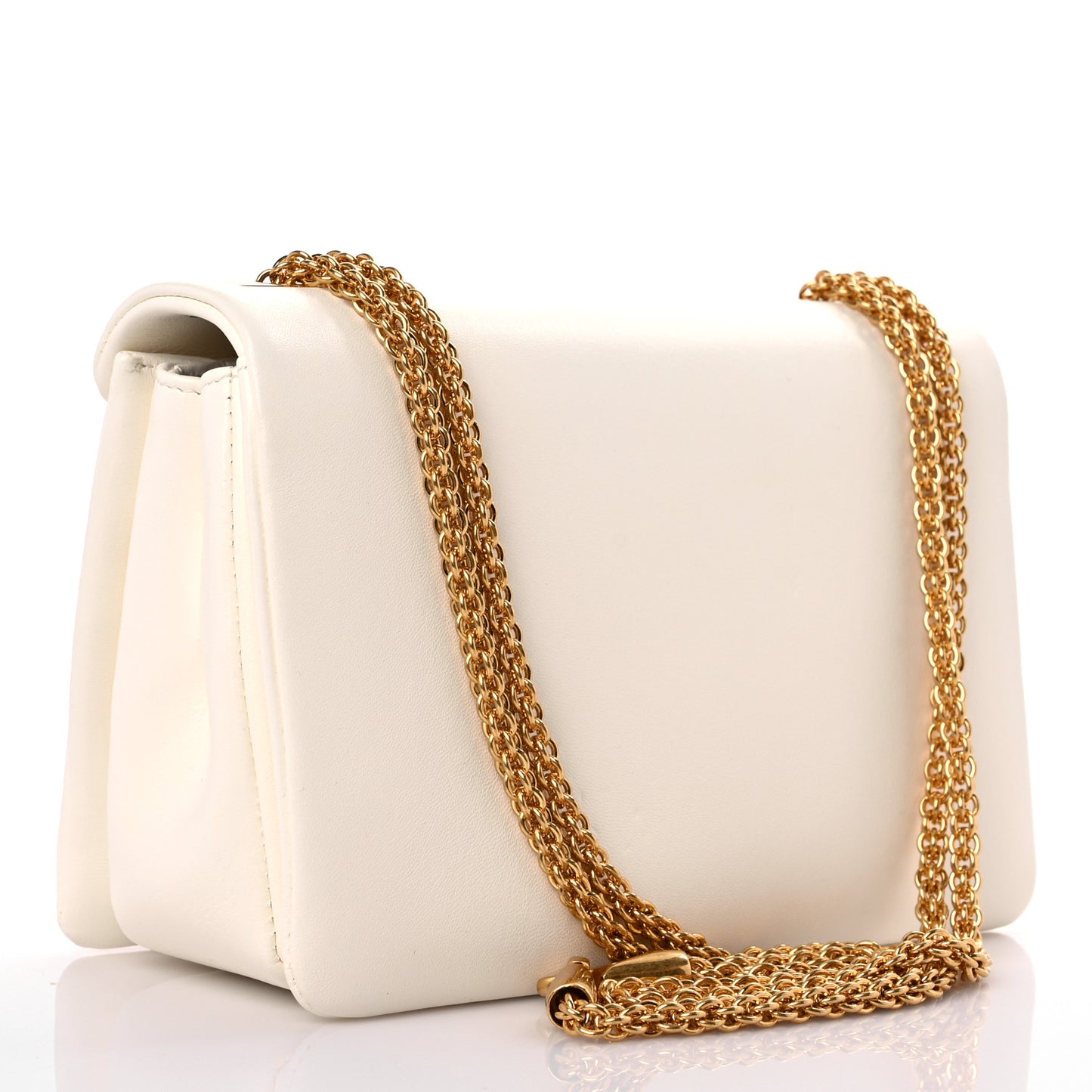 Nappa One Stud Chain Clutch Ivory