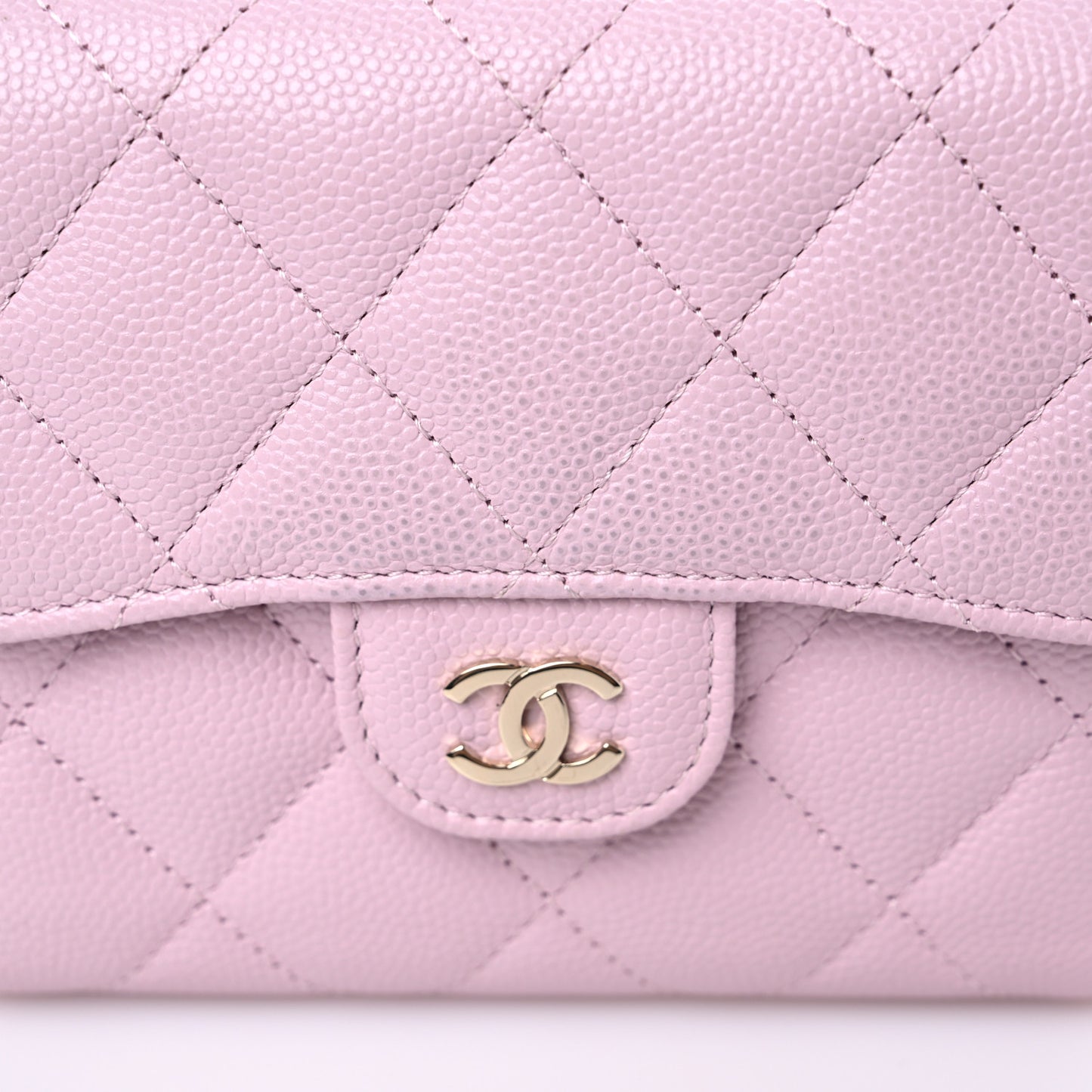 Caviar Quilted Compact Flap Wallet Light Pink