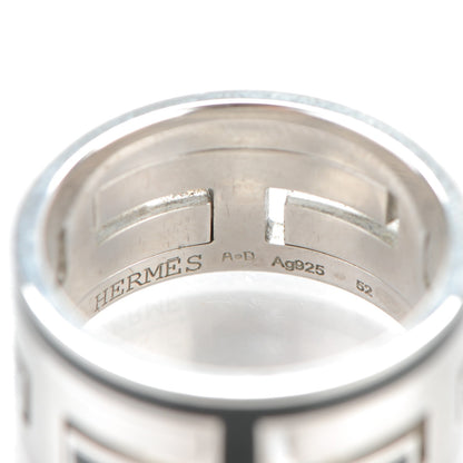 Hermes Sterling Silver Enamel Move H Ring 52 6.25 Black 4 of 4