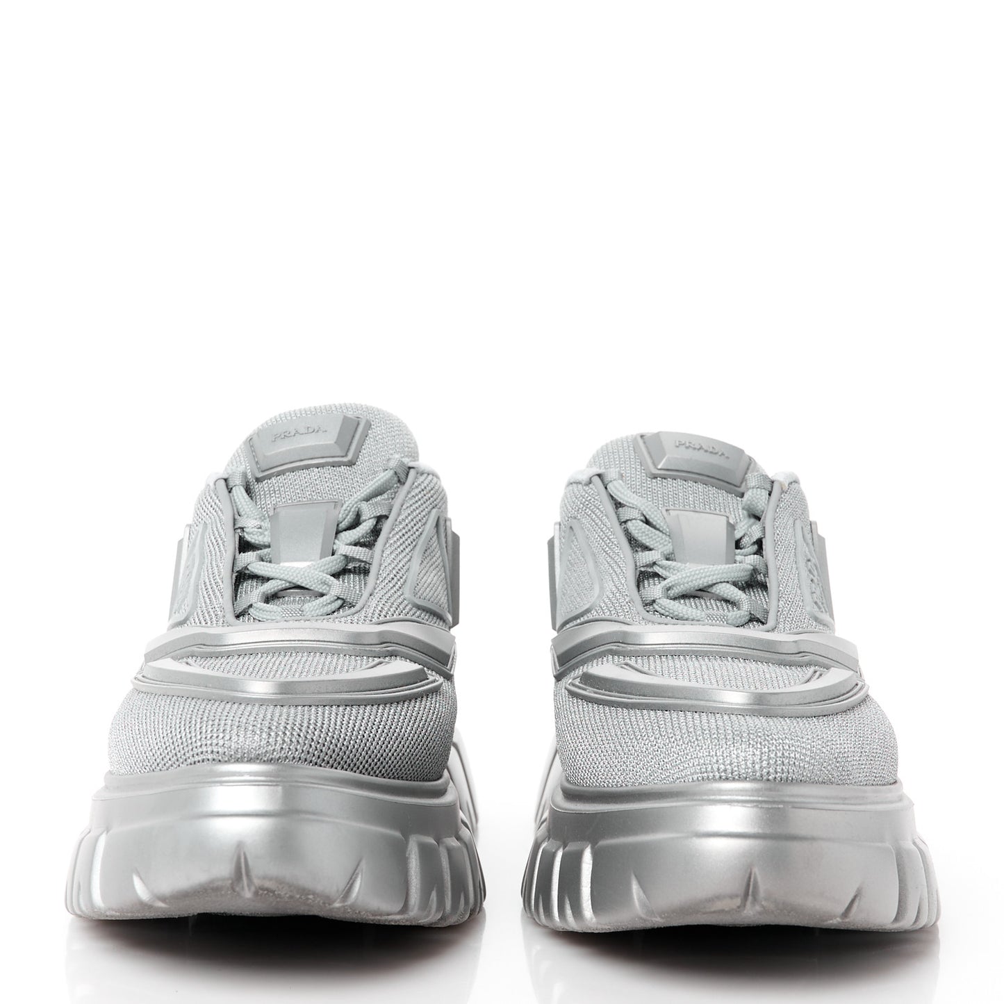 Rubber Technical Knit Fabric Triangle Logo Evolution 55mm Sneakers 39 Argento