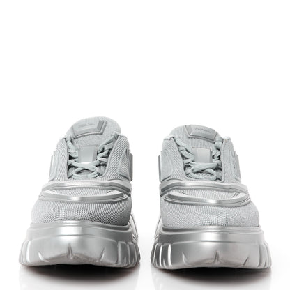 Prada Rubber Technical Knit Fabric Triangle Logo Evolution 55mm Sneakers 39 Argento 2 of 10