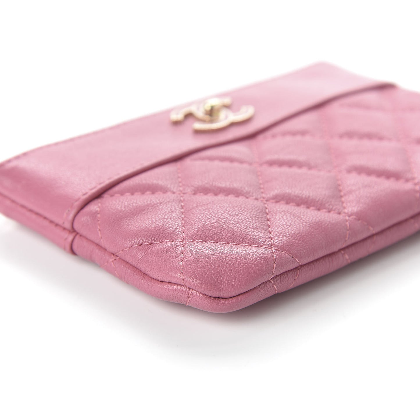 Sheepskin Quilted Small Vintage Mademoiselle Cosmetic Case Dark Pink