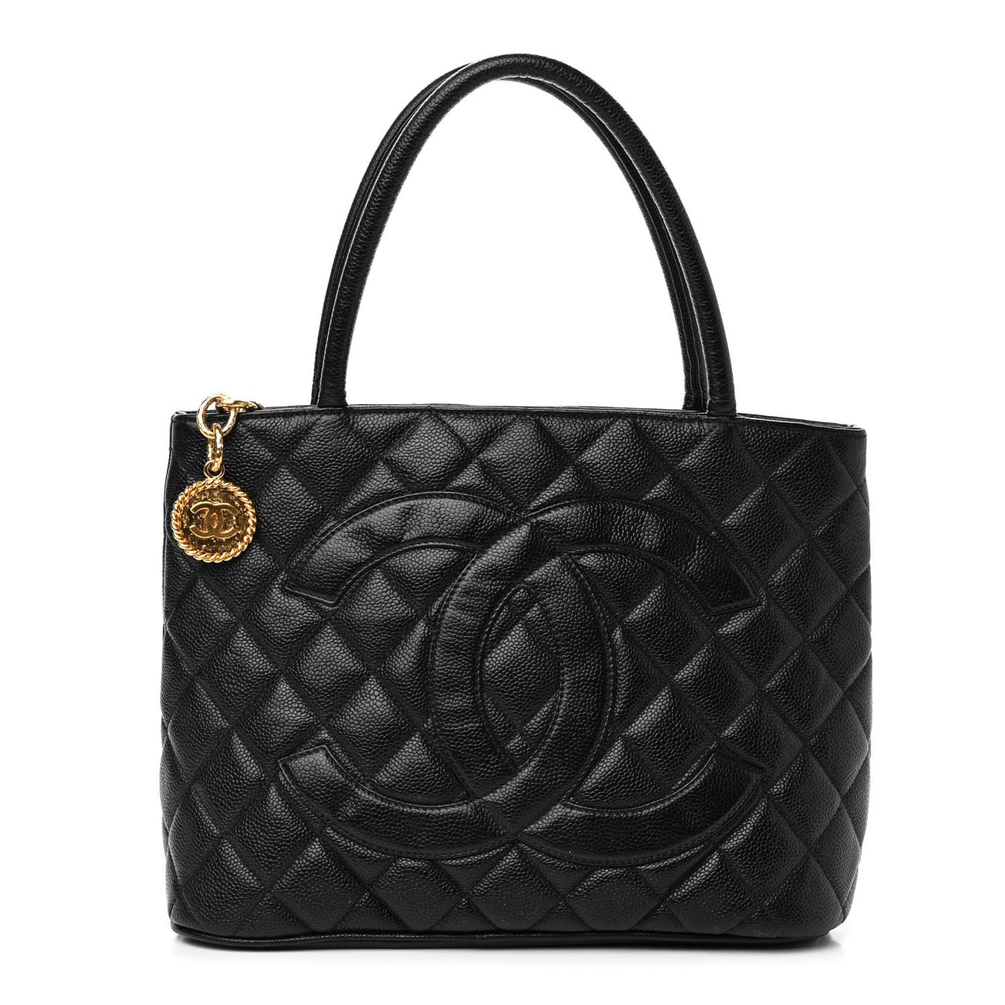 Caviar Quilted Medallion Tote Black