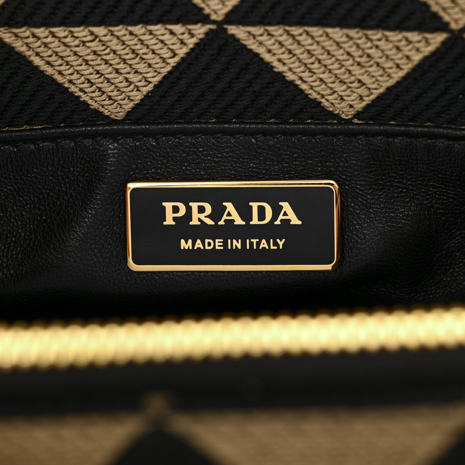 Prada Jacquard Triangolo Symbole Embroidered Small Shoulder Bag Black Corda 6 of 11